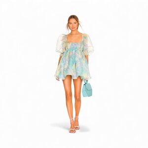 Selkie Puff Dress Pastel Floral Electric Lady Fairy Mini Dress XS/S whimsical